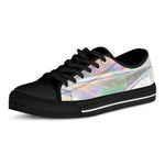 Holographic Foil Print Black Low Top Shoes