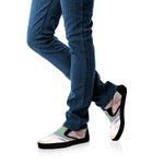 Holographic Foil Print Black Slip On Shoes