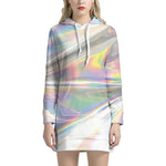 Holographic Foil Print Hoodie Dress