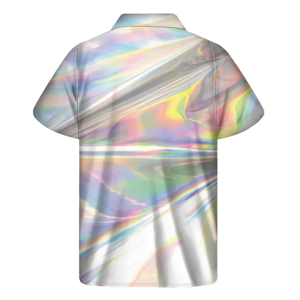 Holographic Foil Print Men's Short Sleeve Shirt