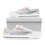 Holographic Foil Print White Low Top Shoes