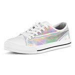 Holographic Foil Print White Low Top Shoes