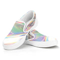 Holographic Art Print White Slip On Sneakers