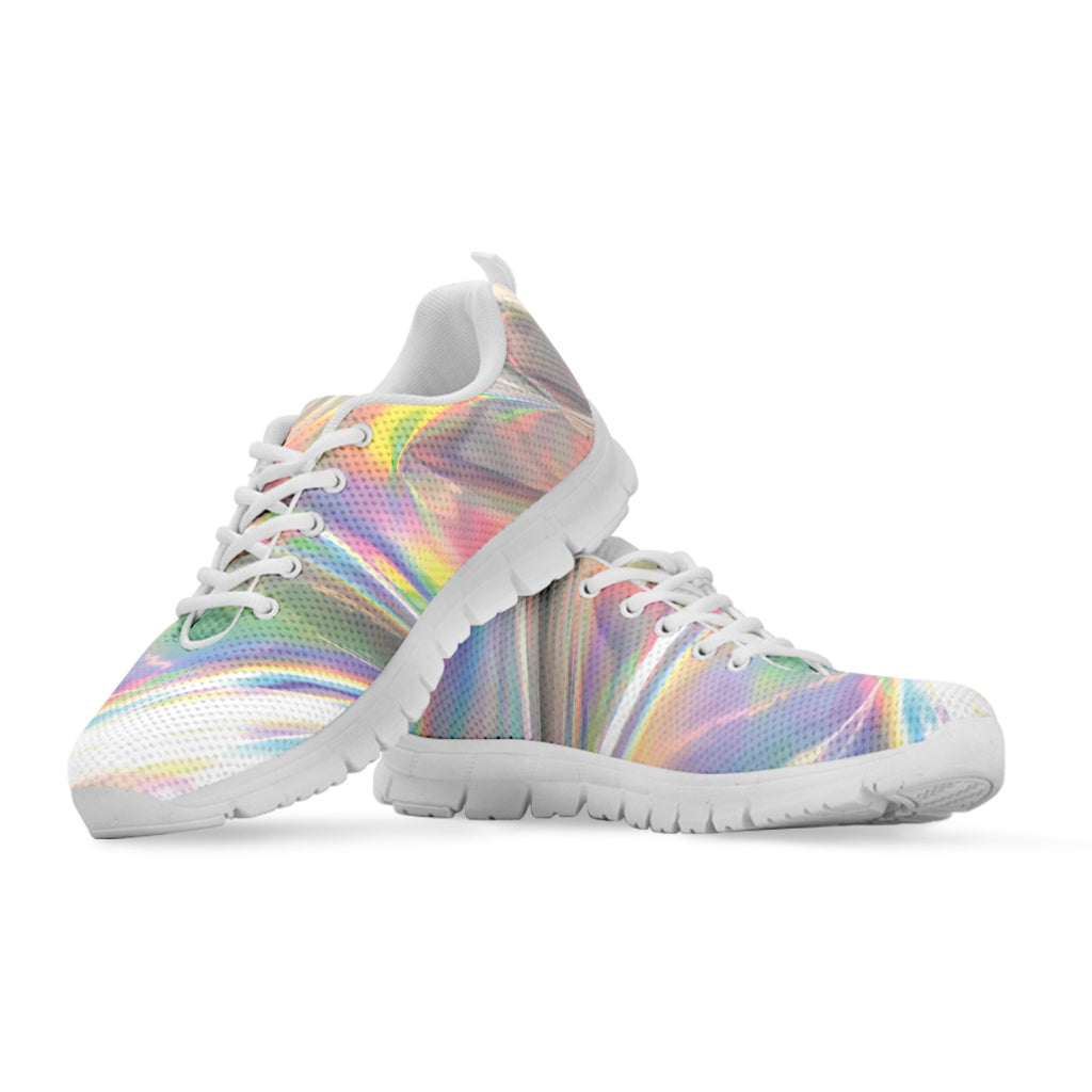 Holographic Foil Print White Sneakers