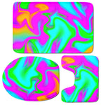 Holographic Neon Liquid Trippy Print 3 Piece Bath Mat Set