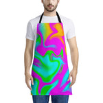 Holographic Neon Liquid Trippy Print Apron