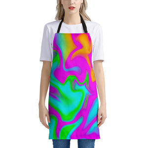 Holographic Neon Liquid Trippy Print Apron