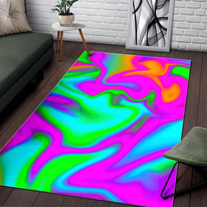 Holographic Neon Liquid Trippy Print Area Rug GearFrost