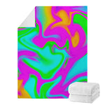 Holographic Neon Liquid Trippy Print Blanket