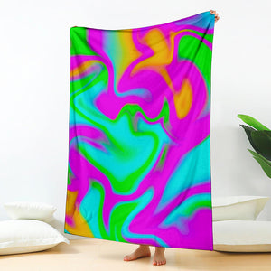 Holographic Neon Liquid Trippy Print Blanket