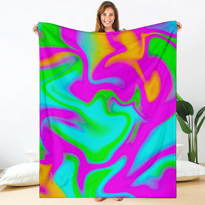 Holographic Neon Liquid Trippy Print Blanket