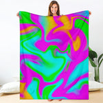 Holographic Neon Liquid Trippy Print Blanket