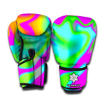 Holographic Neon Liquid Trippy Print Boxing Gloves