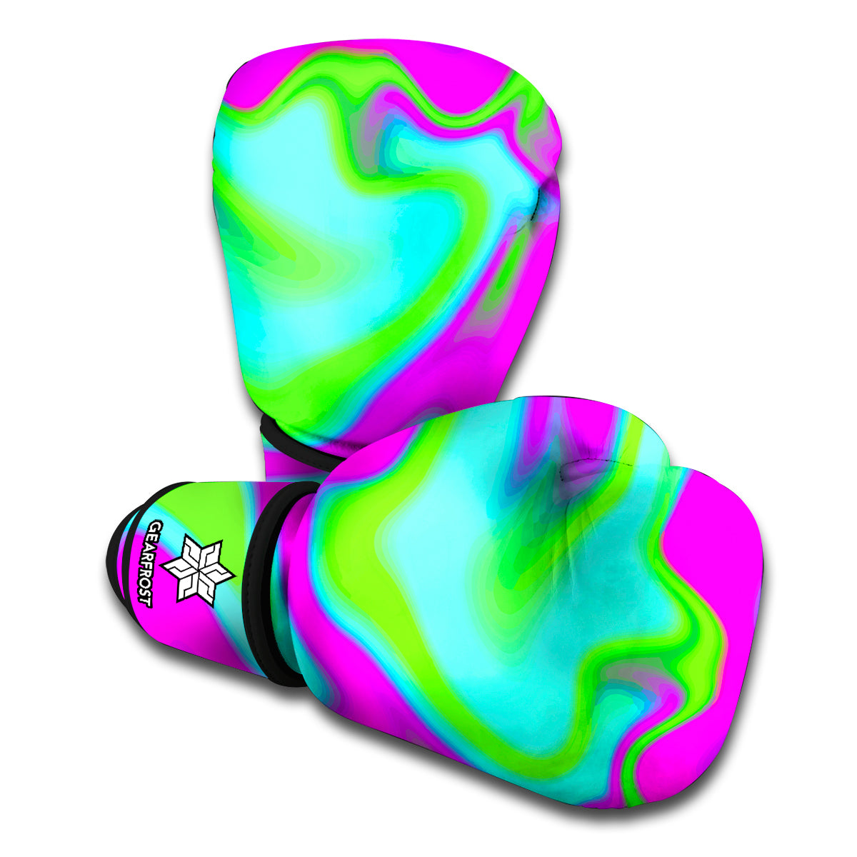 Holographic Neon Liquid Trippy Print Boxing Gloves