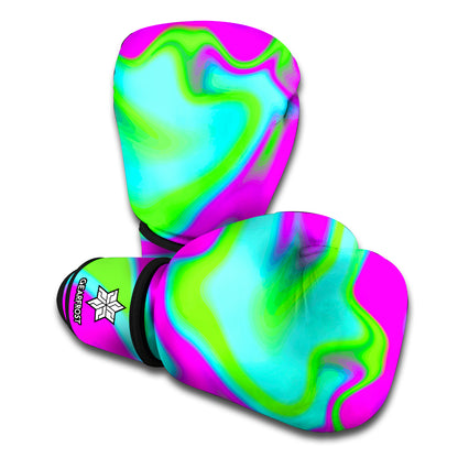 Holographic Neon Liquid Trippy Print Boxing Gloves