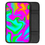 Holographic Neon Liquid Trippy Print Car Center Console Cover