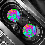 Holographic Neon Liquid Trippy Print Car Coasters
