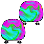 Holographic Neon Liquid Trippy Print Car Headrest Covers
