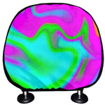 Holographic Neon Liquid Trippy Print Car Headrest Covers