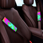 Holographic Neon Liquid Trippy Print Car Seat Belt Covers