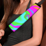 Holographic Neon Liquid Trippy Print Car Seat Belt Covers