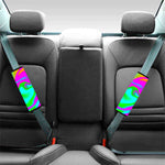 Holographic Neon Liquid Trippy Print Car Seat Belt Covers