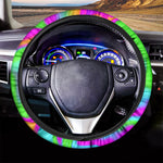 Holographic Neon Liquid Trippy Print Car Steering Wheel Cover