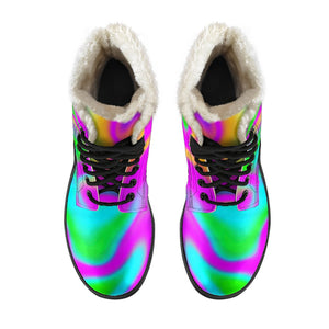 Holographic Neon Liquid Trippy Print Comfy Boots GearFrost