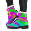 Holographic Neon Liquid Trippy Print Comfy Boots GearFrost