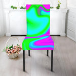 Holographic Neon Liquid Trippy Print Dining Chair Slipcover