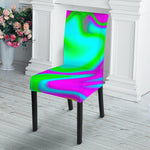 Holographic Neon Liquid Trippy Print Dining Chair Slipcover