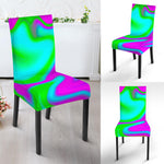 Holographic Neon Liquid Trippy Print Dining Chair Slipcover