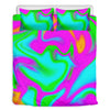 Holographic Neon Liquid Trippy Print Duvet Cover Bedding Set