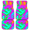 Holographic Neon Liquid Trippy Print Front and Back Car Floor Mats