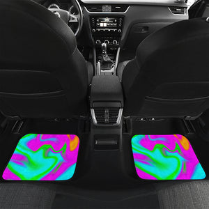 Holographic Neon Liquid Trippy Print Front and Back Car Floor Mats