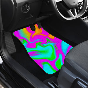 Holographic Neon Liquid Trippy Print Front and Back Car Floor Mats