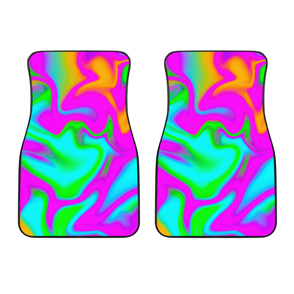 Holographic Neon Liquid Trippy Print Front Car Floor Mats