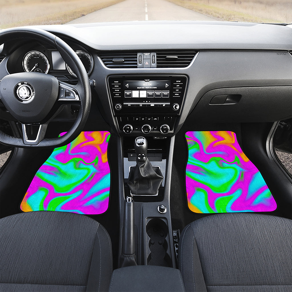 Holographic Neon Liquid Trippy Print Front Car Floor Mats