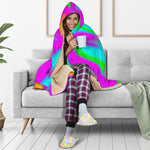Holographic Neon Liquid Trippy Print Hooded Blanket