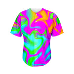 Holographic Neon Liquid Trippy Print Men's Baseball Jersey