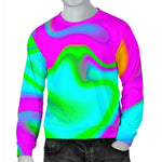 Holographic Neon Liquid Trippy Print Men's Crewneck Sweatshirt GearFrost