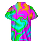 Holographic Neon Liquid Trippy Print Men's Short Sleeve Shirt