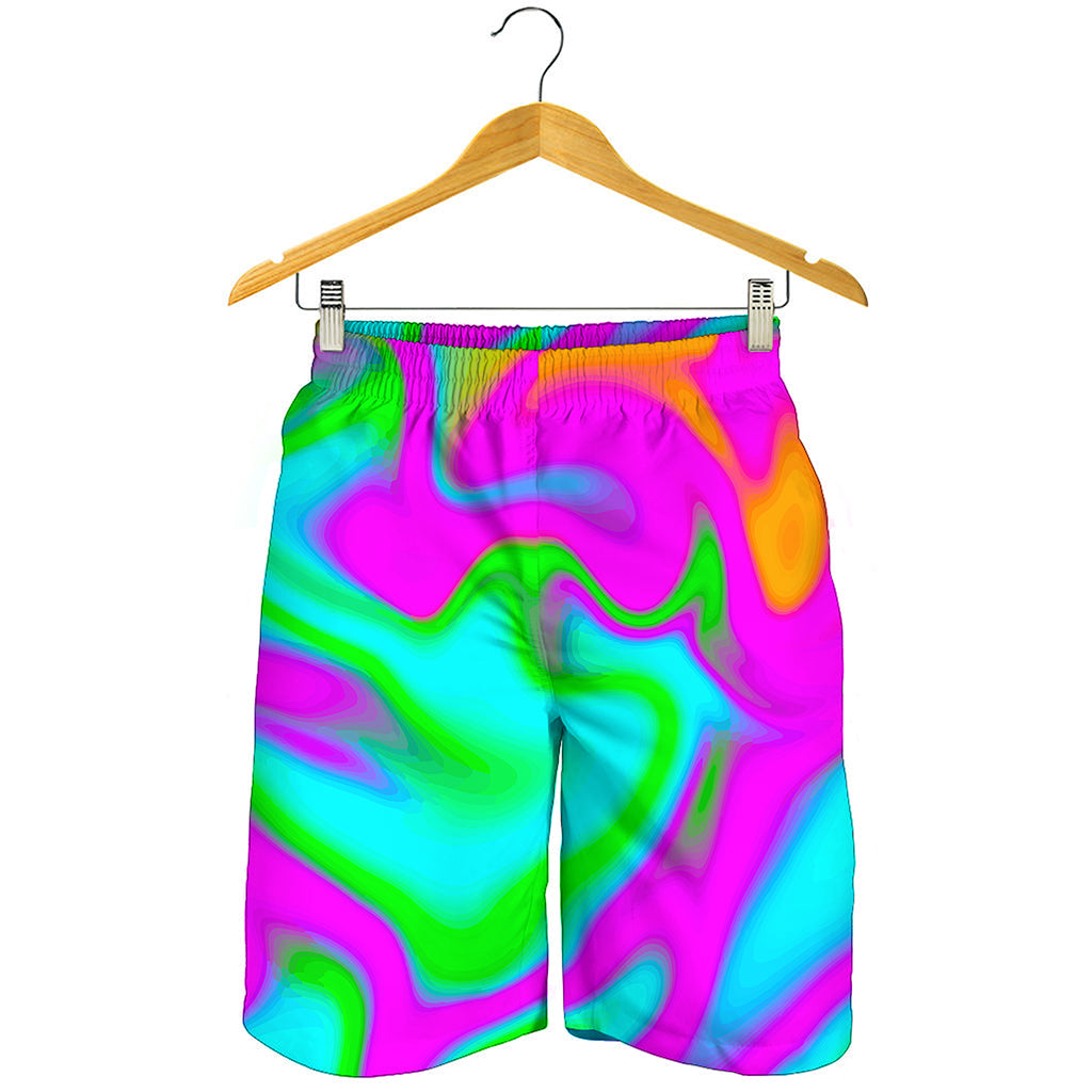 Holographic Neon Liquid Trippy Print Men's Shorts