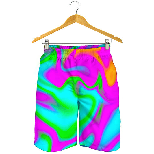 Holographic Neon Liquid Trippy Print Men's Shorts