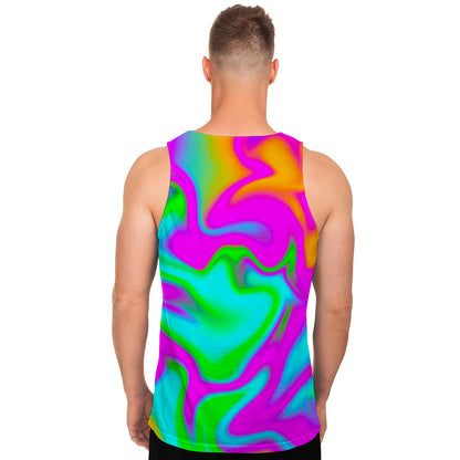 Holographic Neon Liquid Trippy Print Men's Tank Top