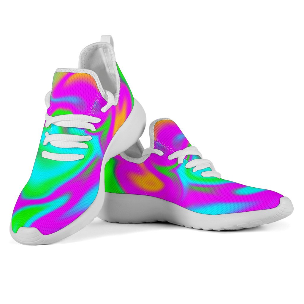 Holographic Neon Liquid Trippy Print Mesh Knit Shoes GearFrost