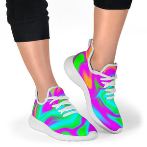 Holographic Neon Liquid Trippy Print Mesh Knit Shoes GearFrost