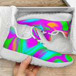 Holographic Neon Liquid Trippy Print Mesh Knit Shoes GearFrost