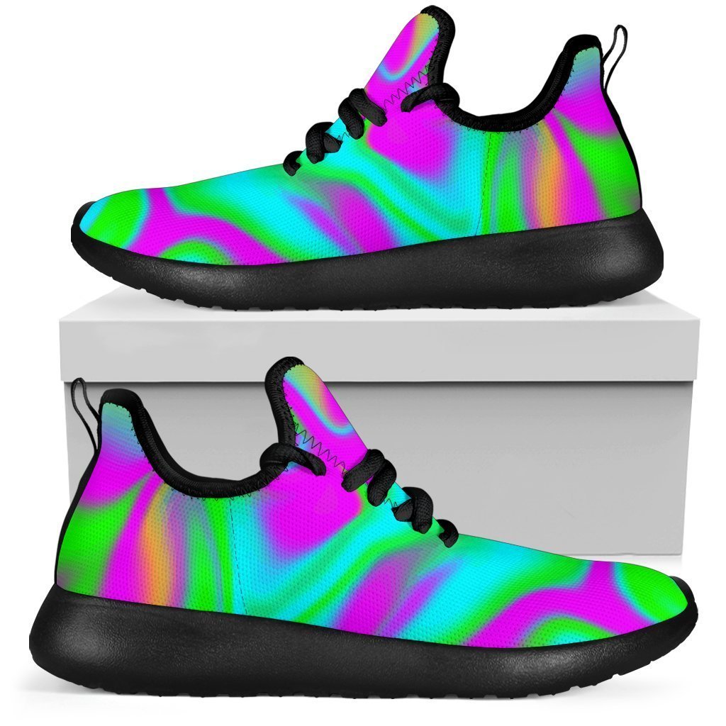 Holographic Neon Liquid Trippy Print Mesh Knit Shoes GearFrost