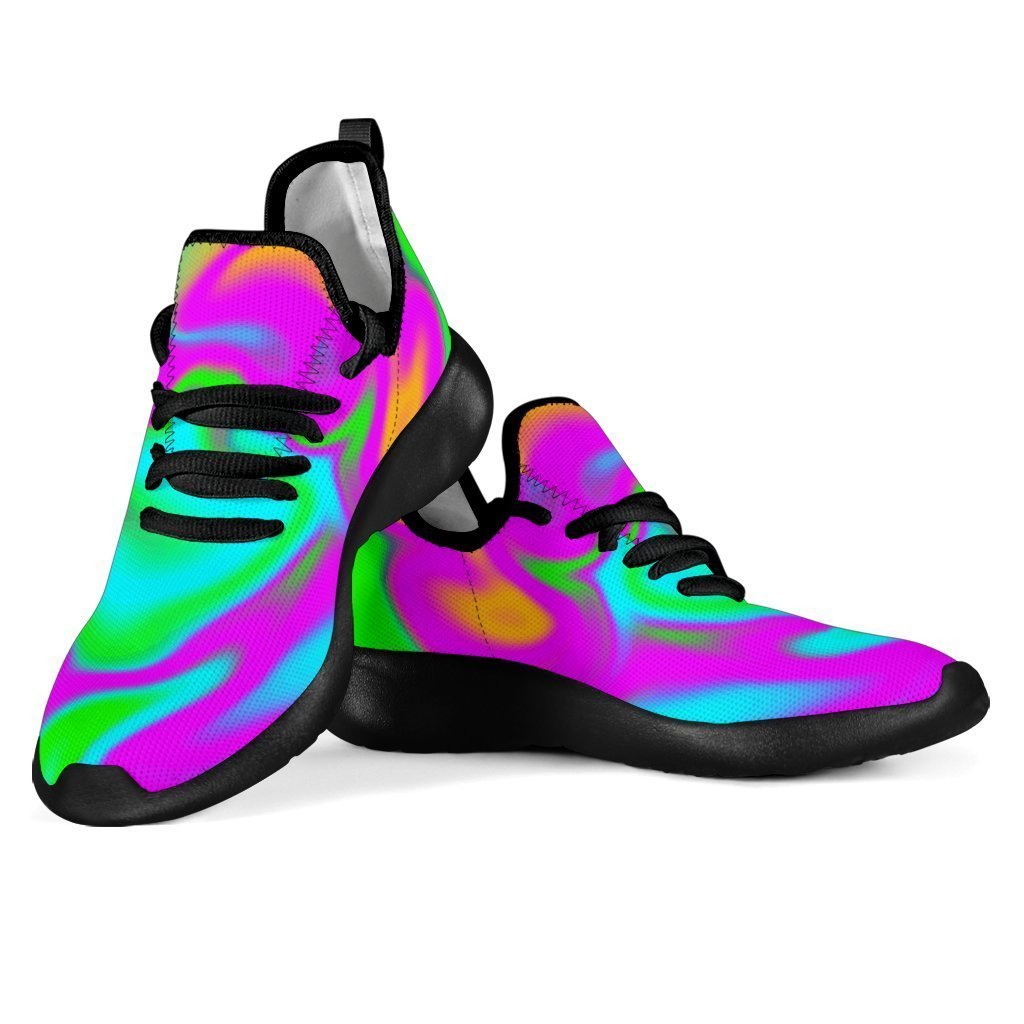 Holographic Neon Liquid Trippy Print Mesh Knit Shoes GearFrost